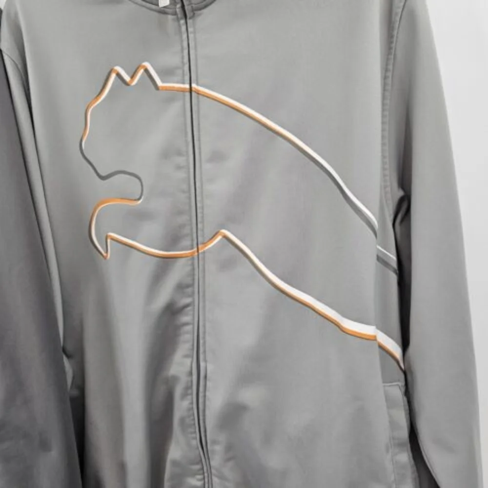 Puma Mens Medium Zip Up Track Jacket (Lot Of 2) Gray Logo Pockets 100% Polyester
